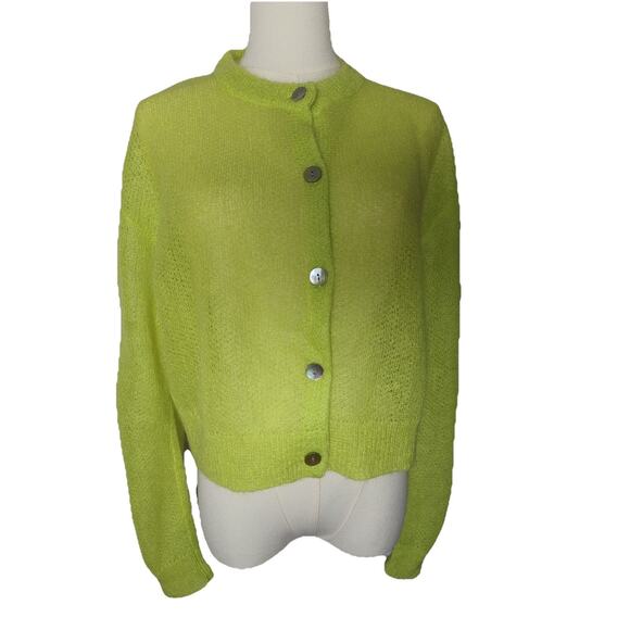 VINCE Brushed Button Mohair Cardigan in Serpentine Size M - Picture 3 of 12